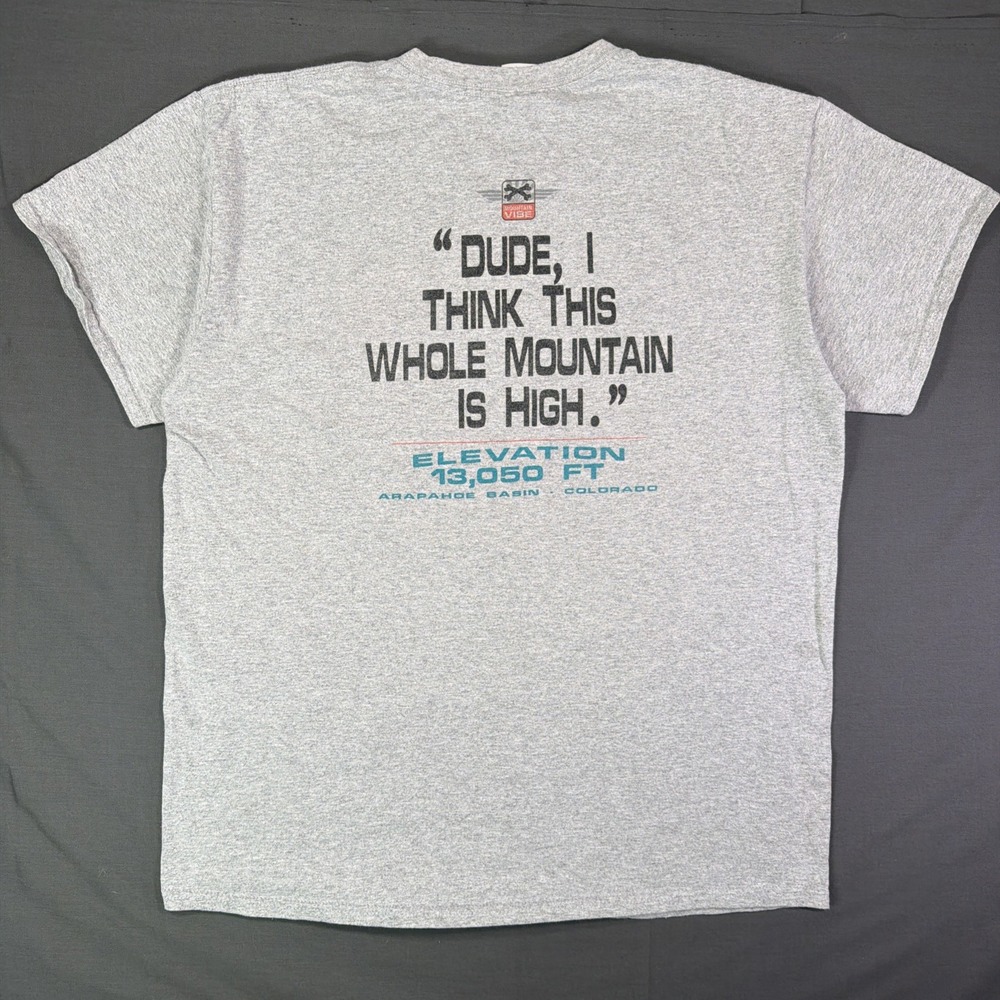 Y2K Mountain Vibe Snowboarding Tee Arapahoe Basin Gray Size Large Double sided